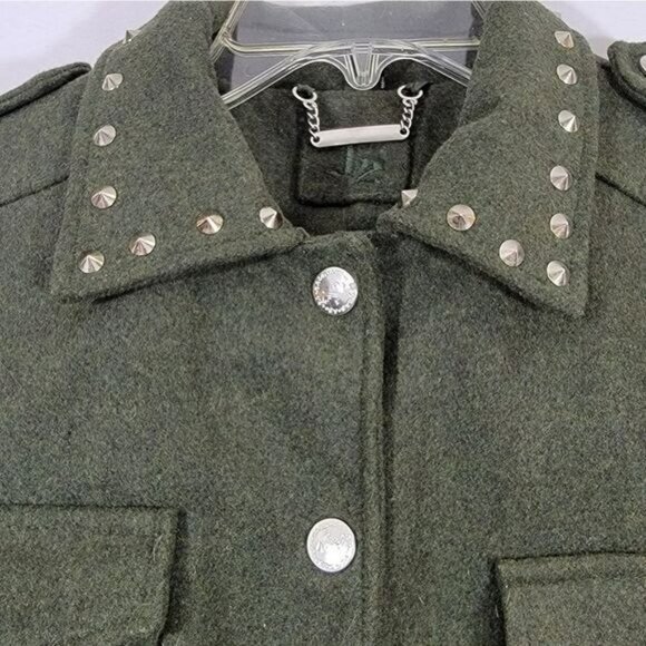 J2 Jacket Studded Collar Faux Leather Sleeved with Pockets Juniors Size Small - Picture 2 of 9